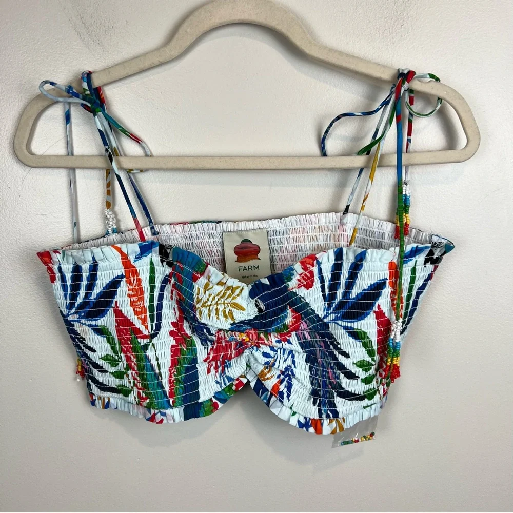 NEW Farm Rio Macaw Wind Smocked Crop
Top Beaded in Medium - Picture 3 of 10